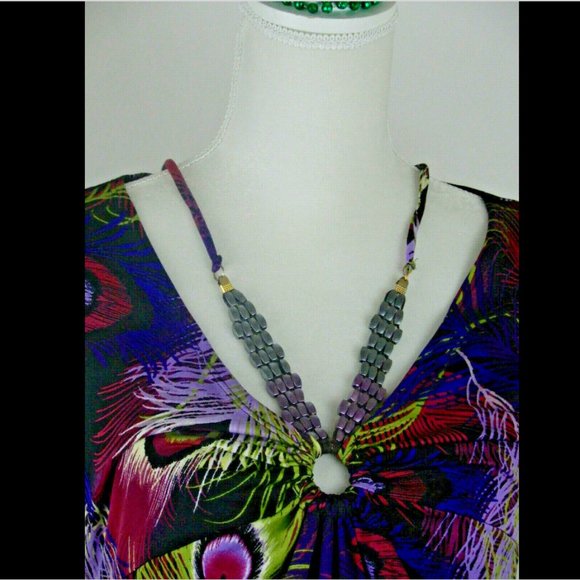 My Collection Sleeveless Dress Feather Pattern Blk - Picture 11 of 16